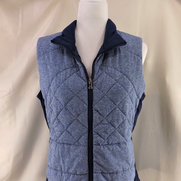 ZELOS NEW Blue Quilted Stretch Semi-Fitted w Pockets Zip Up Vest L - Picture 7 of 13